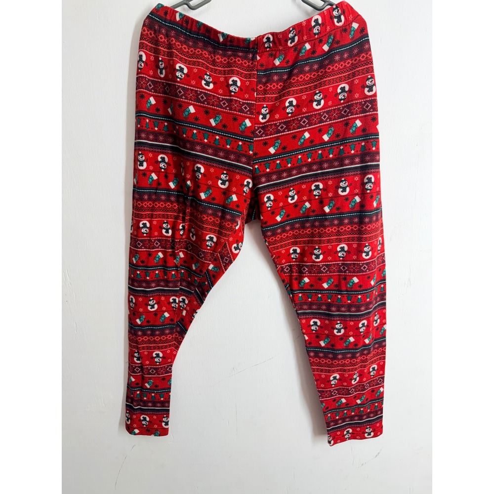 Faded Glory Christmas Leggings Plus Size 3X 22W-24W Snowman Fair Isle Red Pants